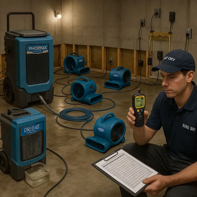 Structural Drying and Dehumidification process in Sherburn, MN